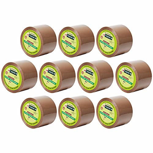 Image of YAJNAS BOPP Packaging Tape | 48 mm x 35 Meter (2 Inch x 35 Meter) | Packing Tape Rolls, Heavy Duty Tape, Cello Tape for Packaging, Decorating & DIY- 50 Micron, Brown, Pack of 10