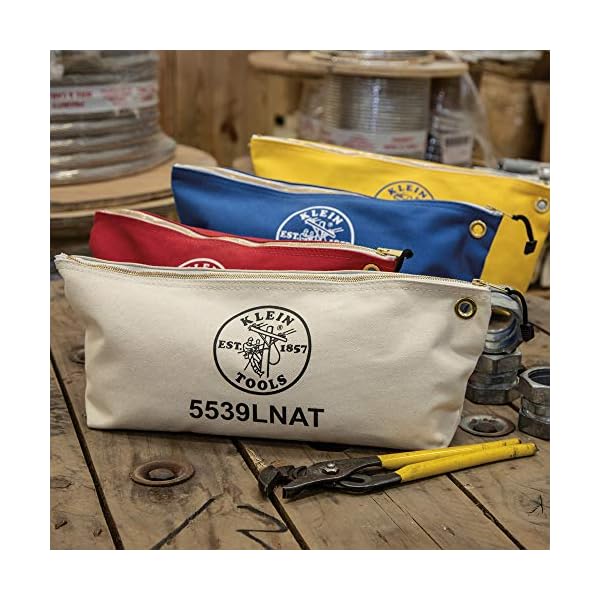 Klein Tools 5539LBLU Reißverschlusstasche, große 40,6 cm Canvas-Werkzeugtasche zur Aufbewahrung von Werkzeug, mit… – Bild 8