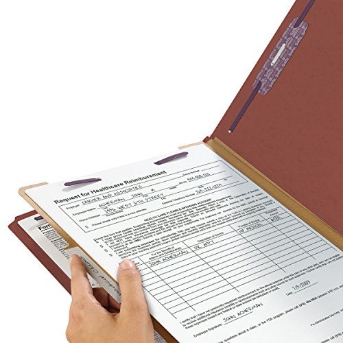 Smead-Pressboard-Classification-File-Folder-with-SafeSHIELD-Fasteners-1-Divider-2-Expansion-Legal-Size-Red-10-per-Box-18775