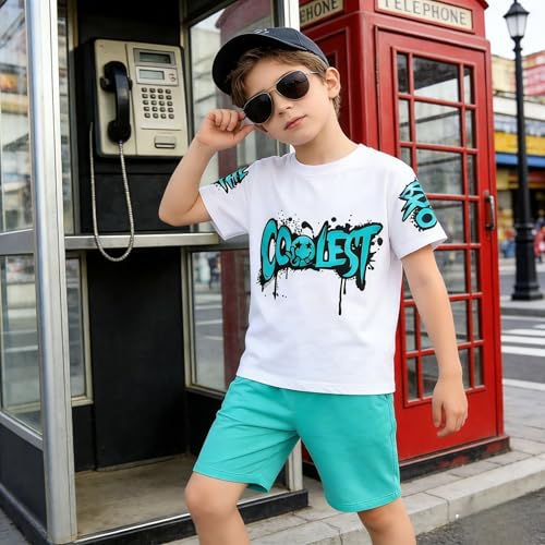 Image of Yoxindax Boys Clothes 2-Piece Casual Street Style Turn-Down Collar Half Zip Kids 4-12 Years Teen Boys Summer Outfits