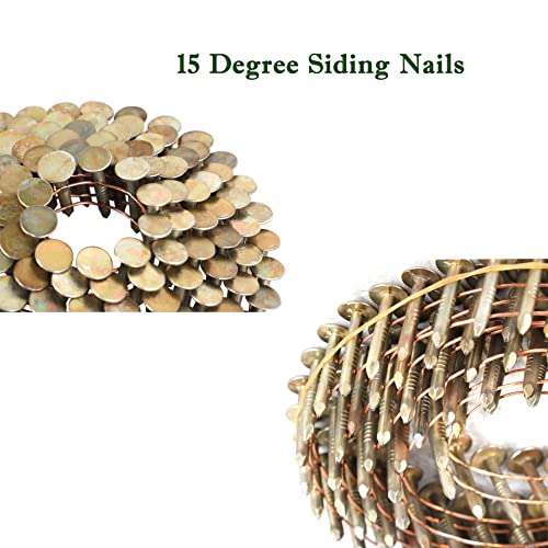 Timunr 3600 Count Siding Nails 15 Degree 3/4 Inch X 0.12 Inch Collated Wire Coil Full Round Head Ring Shank Electro Galvanized Roofing Nails #TOP3