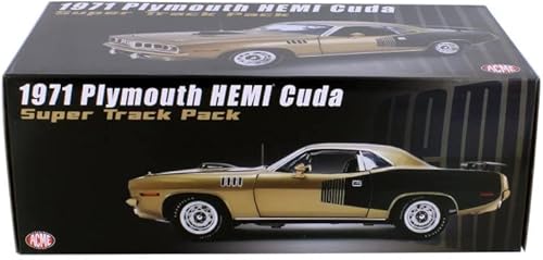 Miniatura 7 de ModelToyCars 1971 Plymouth Hemi Barracuda, Hoja de Oro con Negro - Acme A1806126-1/18 Escala Diecast Car