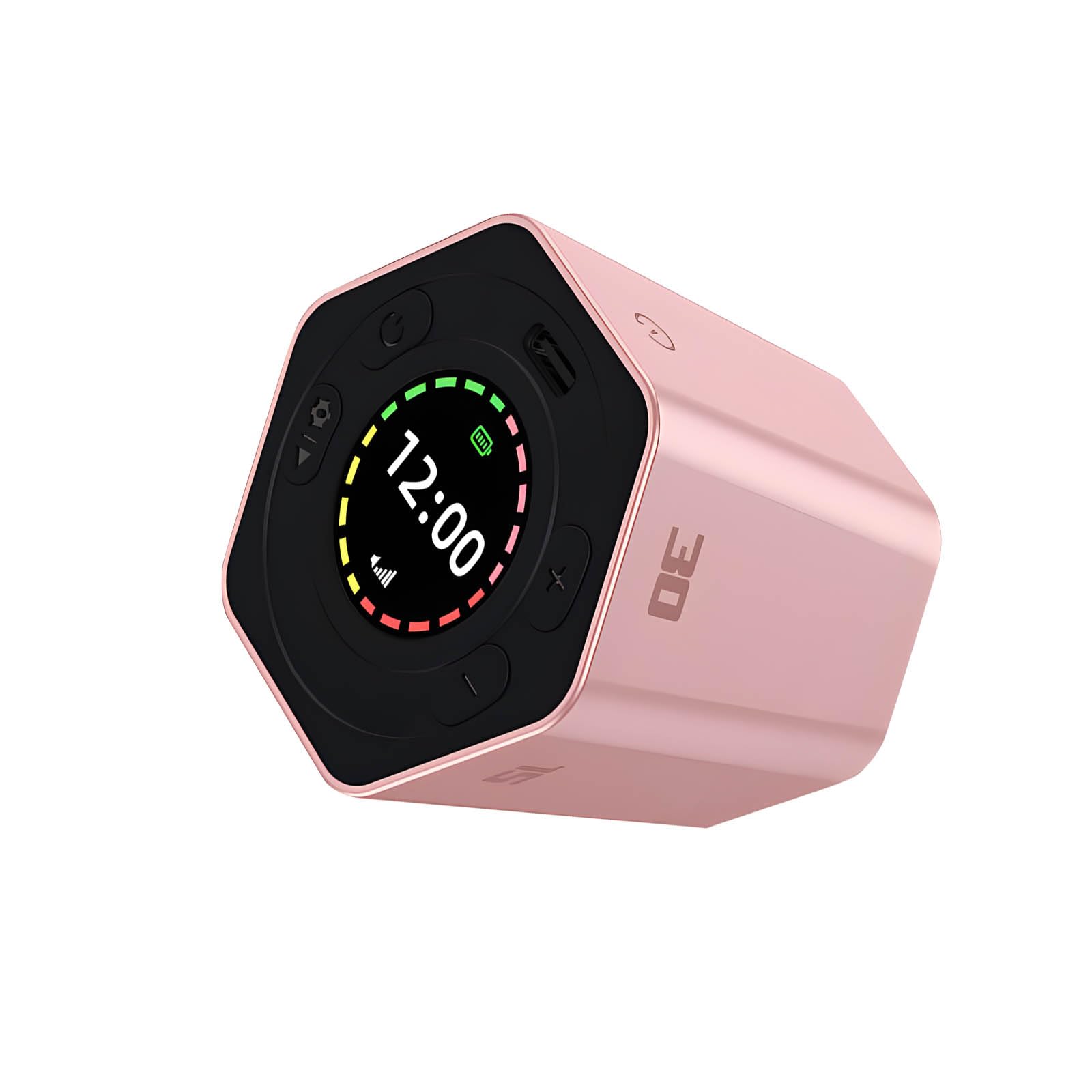 Rechargeable Whirling Clock 60H Action 720 Day Reserves Attractive Base Voice Prompt for Telecommute Study Toss Action Kitchen Clock