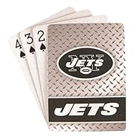 Pro Specialties Group Playing Cards - NFL - New York Jets NFL Team Logo Standard Size Diamond Plate Pattern Poker Blackjack Crazy Eights - 52 Card Deck Plus 2 Jokers