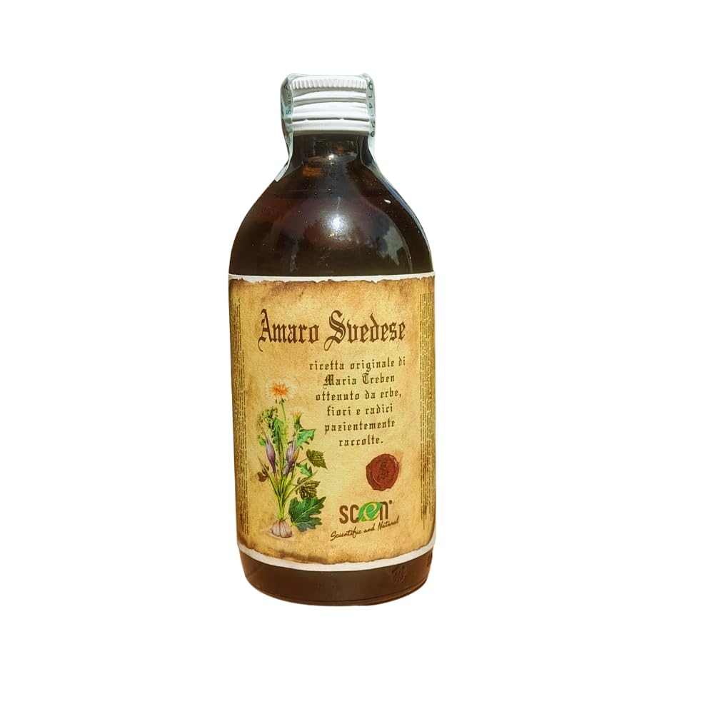 SCEN – Amaro Svedese 200 ml, Ricetta Originale Maria Treben, Erbe Officinali Selezionate, Gusto Amaro Autentico, Made in Italy
