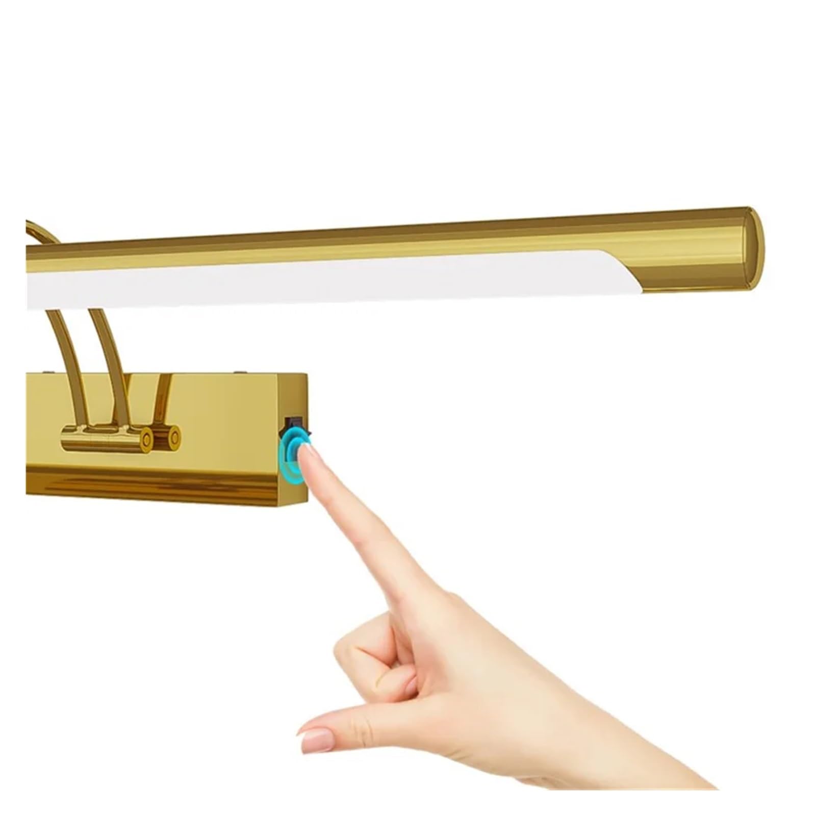 Gold Eitelkeit Lichter Silber Badezimmer Spiegel Lampe LED Badezimmer Leuchten über Spiegel Einstellbar Schlafzimmer Vintage Scheinwerfer Vollständige Abdeckung(Silver,NATURE_SWITCH_40CM9W)