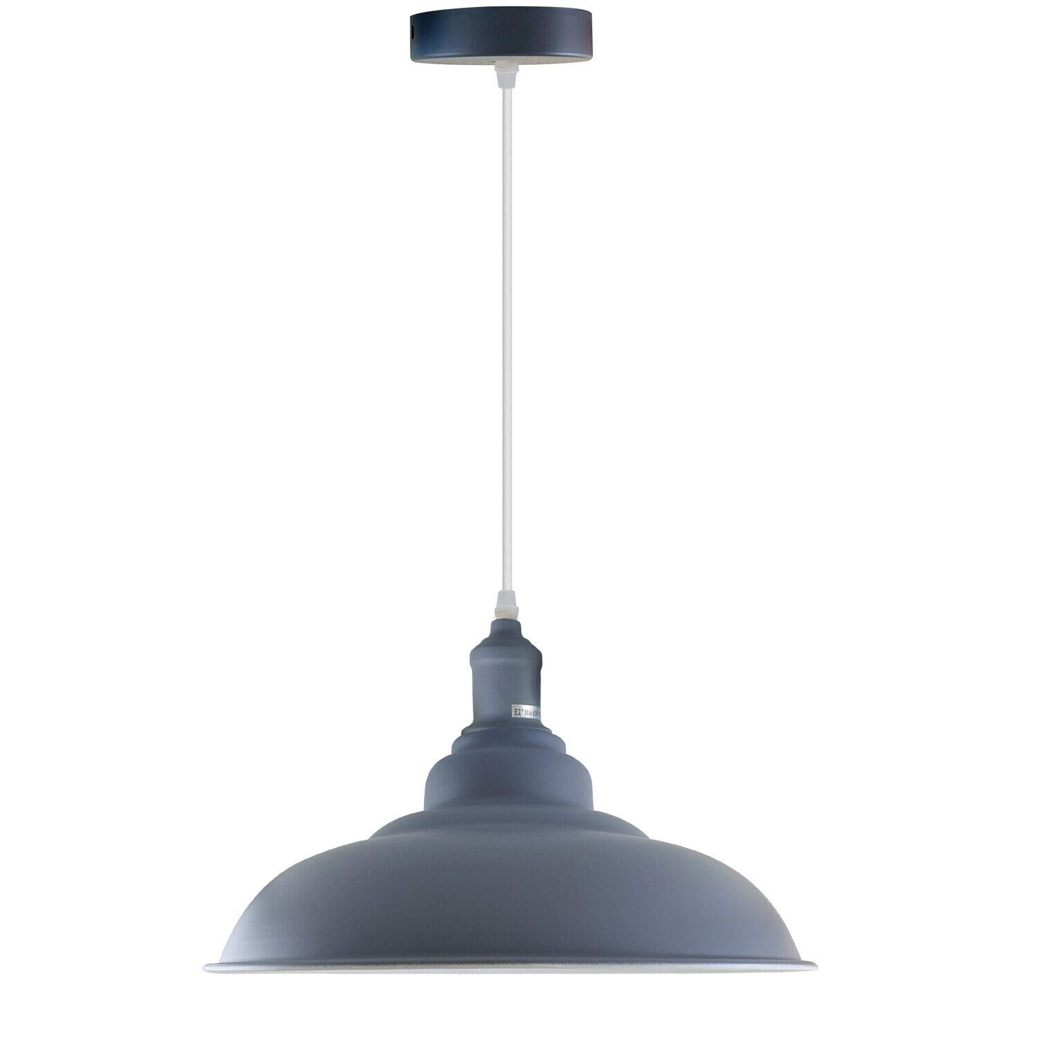 LEDSone Ceiling Pendant Light, 32cm Grey Metal Shade, Adjustable 1M Cable, E27, 60W, Industrial Hanging Lamp, Kitchen Island Loft Lighting โ image 1