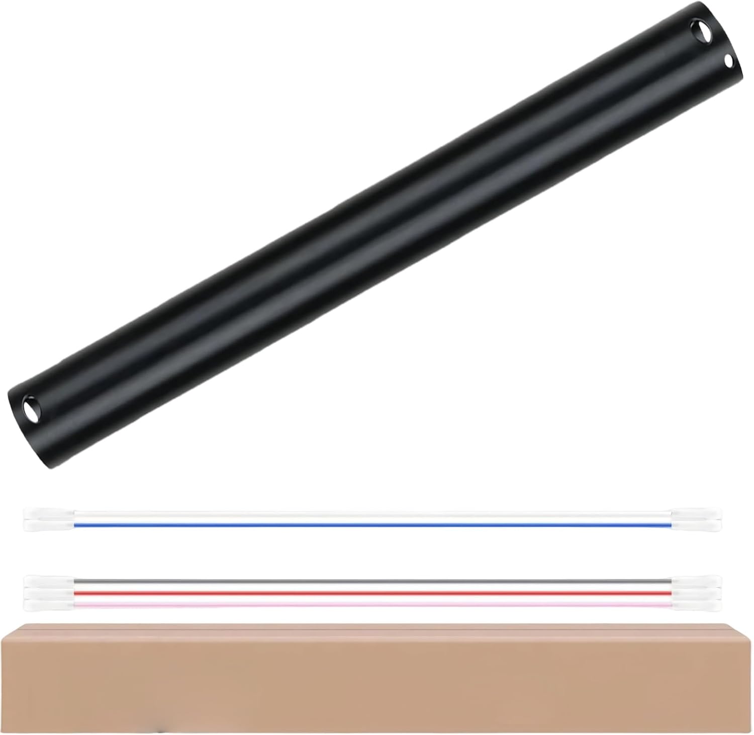 4 Inch Ceiling Fan Downrod, 1" Diameter Matte Black Ceiling Fan Extension Rod (No Threads) with 5 x 18-AWG Wires,Universal Down Rods for Ceiling Fans,Easy Installation