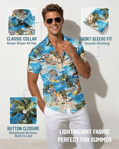 Image of 99TIMORO Fathers Movie Hawaiian Shirt for Men, Characters Button Down Short Sleeve Top, Summer Beach Gifts