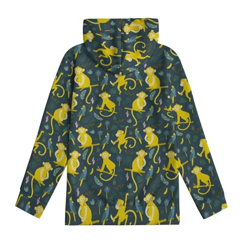 Cute Monkey Pattern Hoodie Teens Sweatshirts Pullover Hoodies Casual Loose Kids Hooded Sport Shirt Tops 7-18 Years4