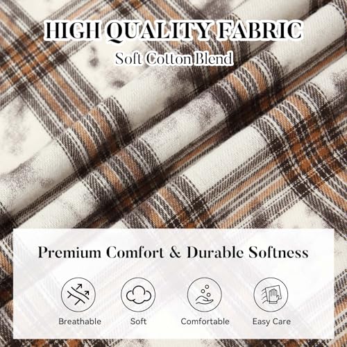 Image of WARHORSEE Flannel Shirt for Men Long Sleeve Button Down Plaid Shirts | Soft Cotton Blend for Multi-season Wear, Lightweight yet Warm, Dual buttoned storage pockets, Machine Washable Easy Care