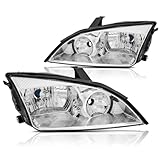 Headlights Assembly Pair Compatible with 2005 2006 2007 Ford Focus ZX3 ZX4 ZX5 SE ST Halogen Headlamps Replacement Driver and Passenger Side,Chrome Housing Clear Reflector