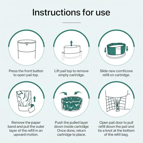 Image of 6 Pack Diaper Pails Refills for De-k-or Mini, 30% Extra Thick Heavy Duty Leak-Proof Liners, Multi-Layer Odor Defense Film, Holds 1980 Diapers, Fresh Scented Baby Changing Essentials