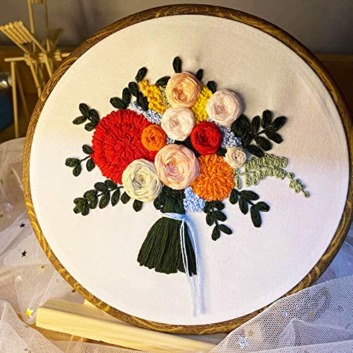 Image of 4 Pieces Embroidery Hoop Ring Plastic Cross Stitch Hoops Set Imitated Wood Display Frame Circle and Oval Embroidery Kits for Art Craft Sewing and Hanging,With 16pcs Gold Eye Sewing Needles
