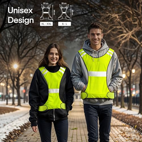 Prowiste Reflektierende Fahrradweste - Laufweste für Damen & Herren - Warnweste für Joggen & Radfahren - 𝗔𝘁𝗺𝘂𝗻𝗴𝘀𝗮𝗸𝘁𝗶𝘃𝗲 Sicherheitsweste - Leicht & Sichtbar (S-L)