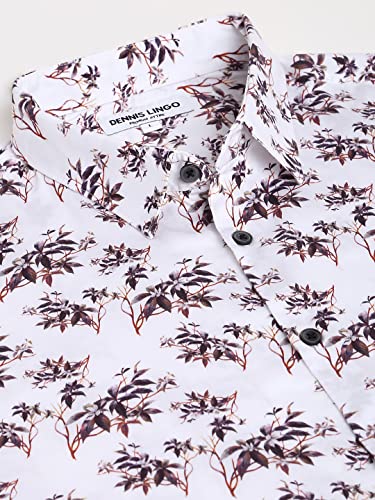 Image of Dennis Lingo Men's Printed Slim Fit Satin Casual Shirt with Spread Collar & Full Sleeves