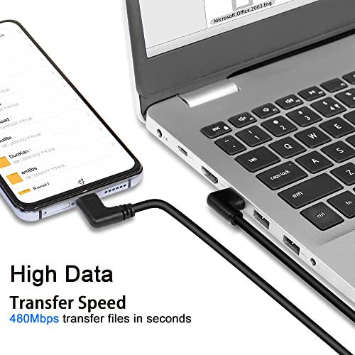 GELRHONR Right Angle USB Type C Cable, 90 Degree 18W Fast Charging USB A to USB C Cable (Black-Right-1M) - Image 4