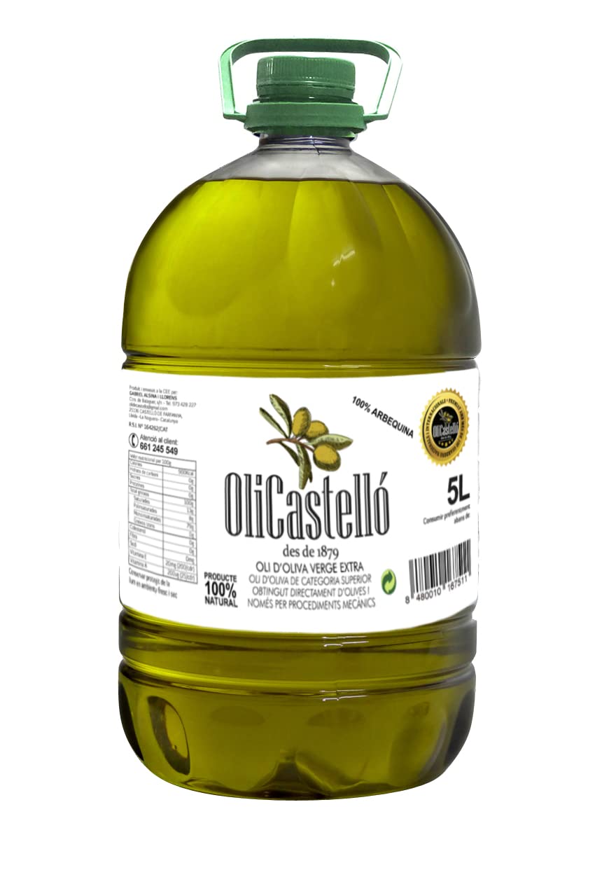 Aceite de Oliva Virgen Extra Arbequina 5L - Extracción en frío - OliCastello - Afrutado Maduro / 3 Unidades Envío Gratis (ESPAÑA)