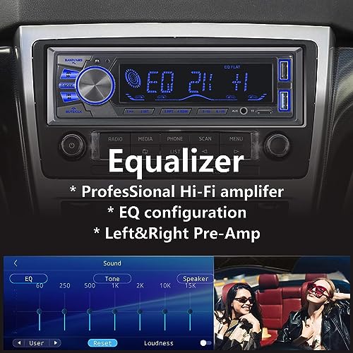 Image of Audio Wheels Car Radio Bluetooth Single DIN Car Stereo Audio, Car Audio with Handsfree and Remote Control,Supports FM / MP3 /SD /AUX /Dua USB /EQ /Quick Charge | Not a CD Player