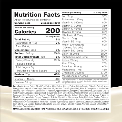 Naturade Plant-Based Weight Loss Shake, 25g Protein, 6g Dietary Fiber, Gluten & Soy Free – Vanilla Crème 18 Servings - Image 6