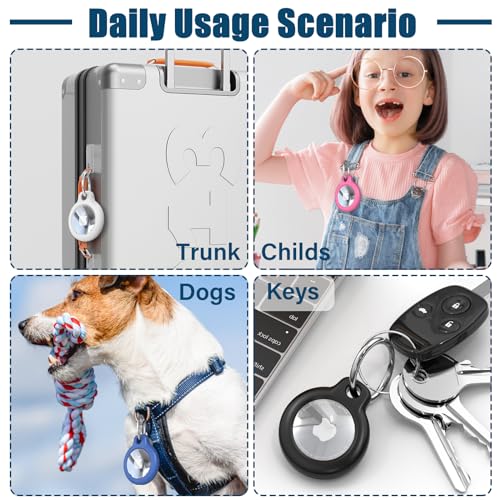 Air tag Holder Apple Air Tag Case with Keychain, Hard PC Anti-Drop Airtags Key Chain for Air Tags Case, Airtag Device Accessories for GPS Item Finder Tracker - Black - Image 5