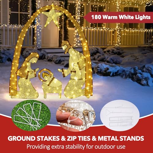 Visflair 219S1 Lighted Outdoor Nativity Scene- Christmas Holy Family Yard Decoration, Large Christmas Holy Family Set thumb #3