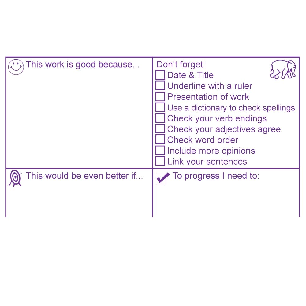 Classroom Capers Mfl Presentation, Grammar, Spelling Marking Checklist. Large Self-Inking Teacher Stamp - 10X5.2cm*