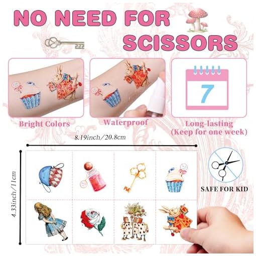 Alice in Wonderland Temporary Tattoos, 96pcs - Image 4