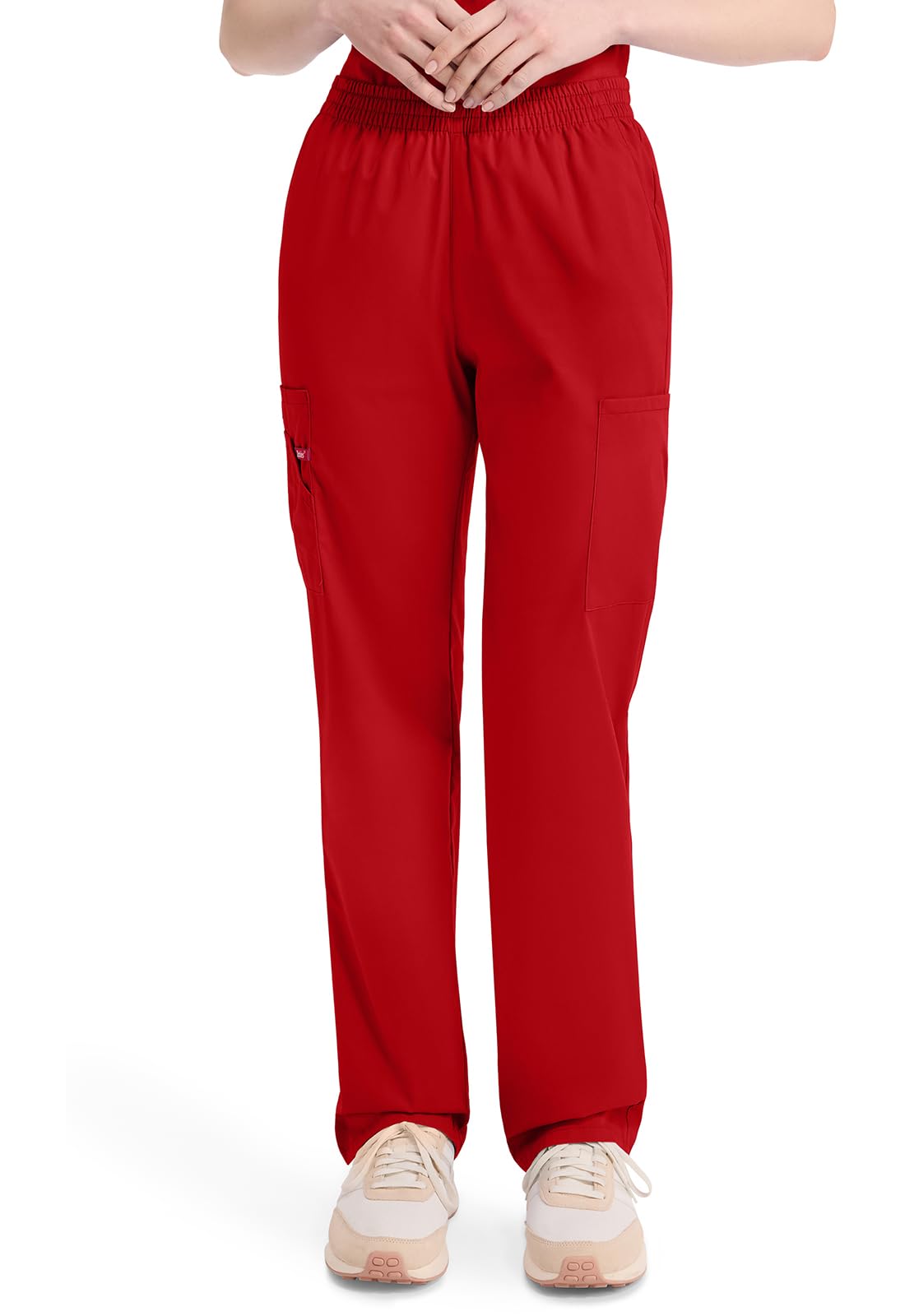 Dickies EDS Signature Women Scrubs Pant Natural Rise Tapered Leg Pull-on 86106, Red, M