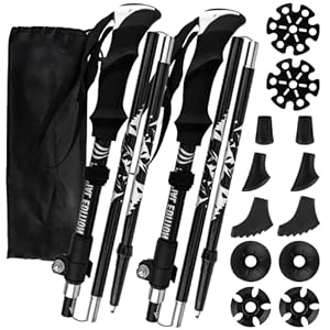 Nordic Walking Stöcke, 7075 Aluminium Wanderstöcke, Wanderstöcke Faltbar, 110 CM-130 cm Einstellbar, Mit 6 Paar…