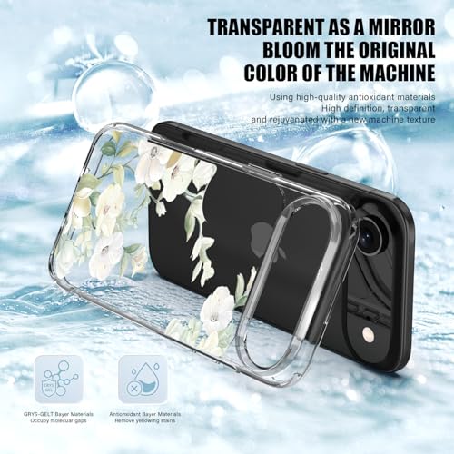 Image of Elzzi Compatible with iPhone 17 Air Case, Clear Transparent Floral Back Cover, Shockproof PC+TPU Protective Case, Wireless Charging Support, Green