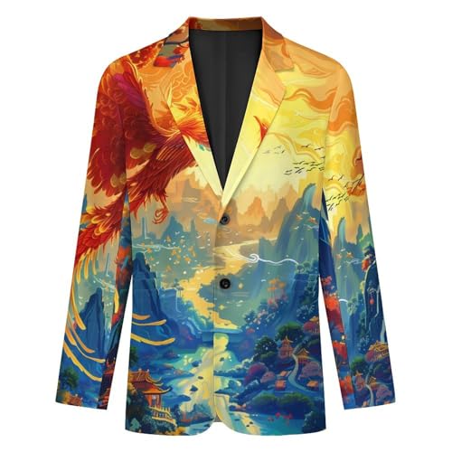 Flying Dragon Phoenix Bird Mens Blazer Two Button Sport Coat Lightweight Suit Jacket for Travel Business Wedding4
