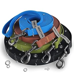 3m Black Heavy Duty Robust Training Dog Leash with Anti-Slip Handle，Waterproof Long Dog Leash for Outdoor Activities