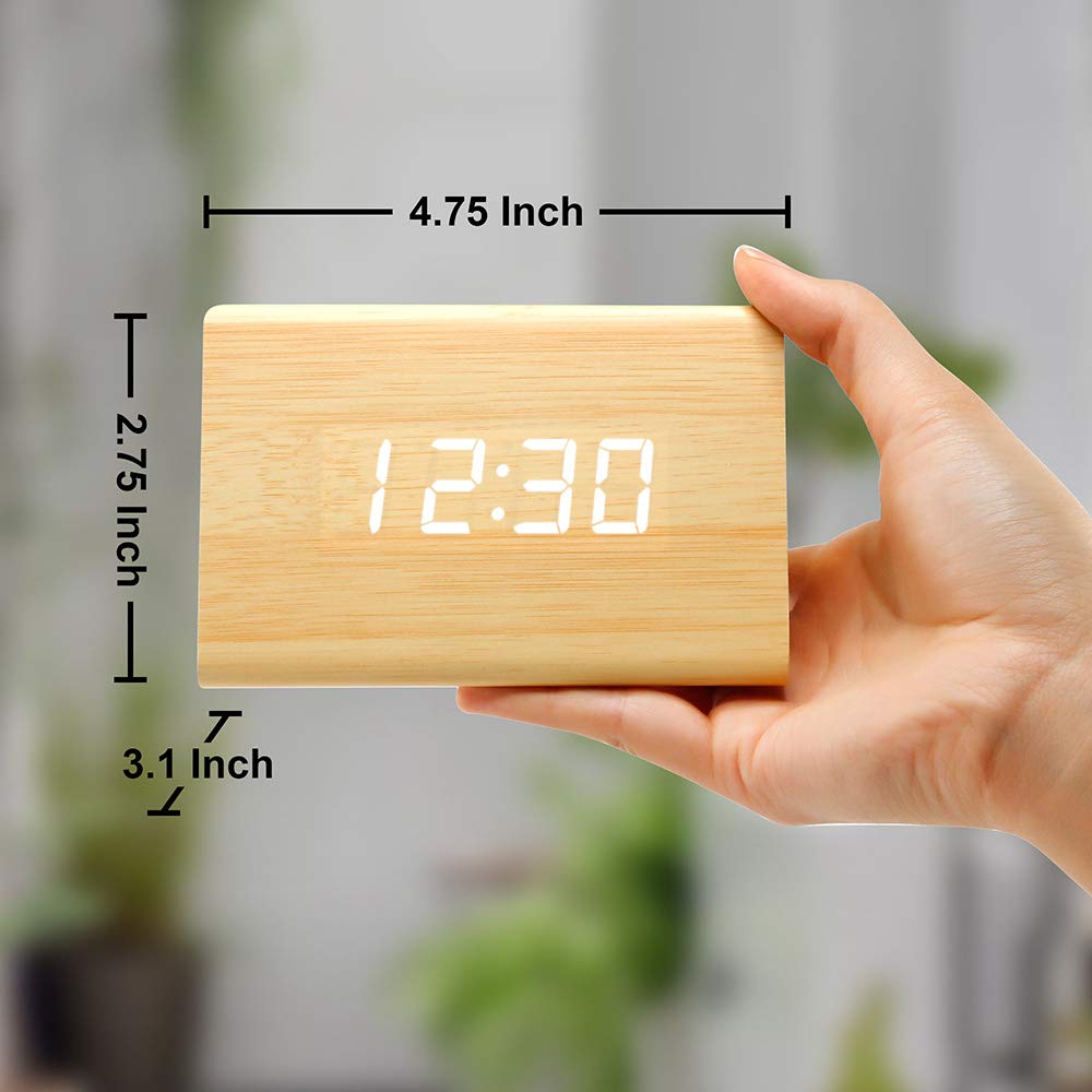 OCT17 Wooden Wood Clock, New Version LED Alarm Digital