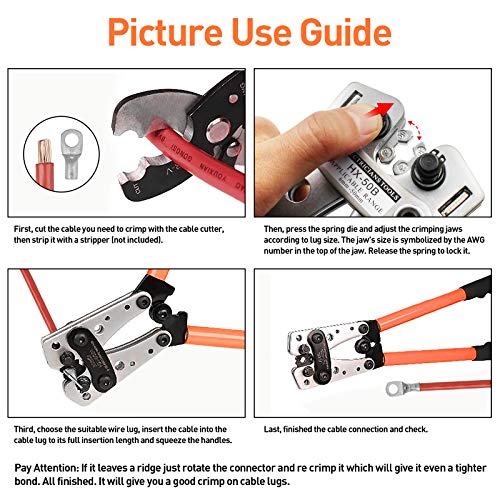 image for SETROVIC Battery Cable Wire Lug Crimping Tool, Wire Lug Crimper Tool w