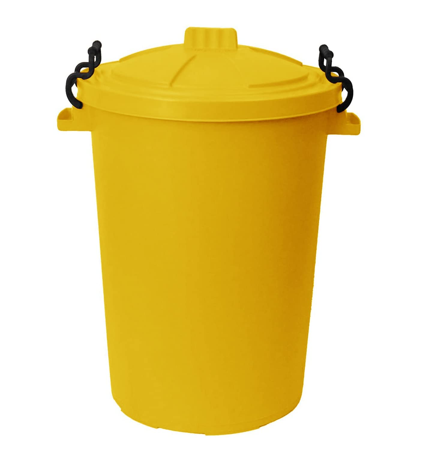 M1SS Yellow 50L Litre Large Heavy-Duty Weather Resistant and Food Grade Plastic Dustbin Trash Can Garbage Bin With 2 Clip Locking Lid for Indoor Outdoor Storage Container of Animal Feed