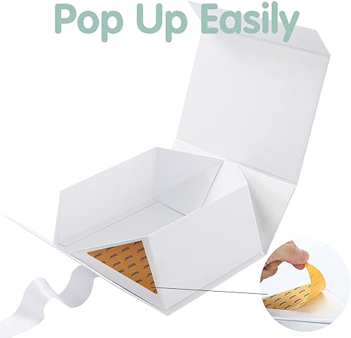 Miniatura 5 de HAPPY POTATO Caja de regalo con cinta de 9 x 6.5 x 3.8 pulgadas, caja de regalo blanca con tapa, caja de propuesta de dama de honor, caja de regalo