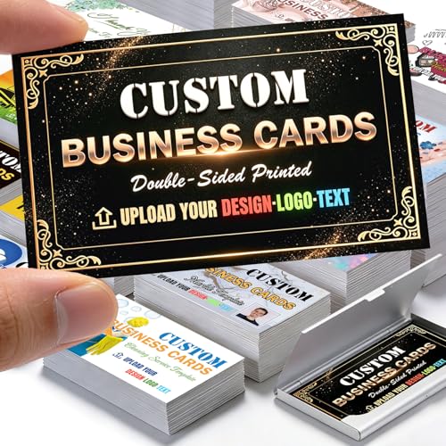 Tarjetas de visita personalizadas con logo, tarjetas de papel mate impermeable de 300 g/m² personalizables con impresión a doble cara con código QR, foto y texto para pequeñas empresas y eventos, 50