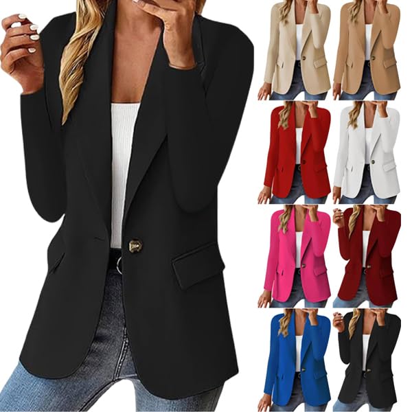 Blazers for Women Business Casual Outfits Fashion One Button Side Flap Work Blazer Lightweight Long Sleeve Jackets