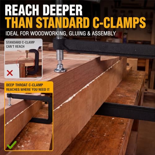 Image of 12 Inch Deep Throat C Clamp, Heavy Duty Cast Iron C-clamp for Woodworking, Welding, Metalworking & DIY Projects, Extra Deep Reach, Powder Coated Rust Resistant Frame