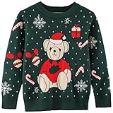 [HongzyFirm] クリスマス セーター キッズ ベビー服 ノルディック柄 クマ プルオーバー 女の子 男の子 韓国 子供服 インナー 男女兼用 可愛い トップス ニット 長袖 防寒 春 秋 冬 ニットセーター 子供 丸首 厚手 暖かい 新年 プレゼント