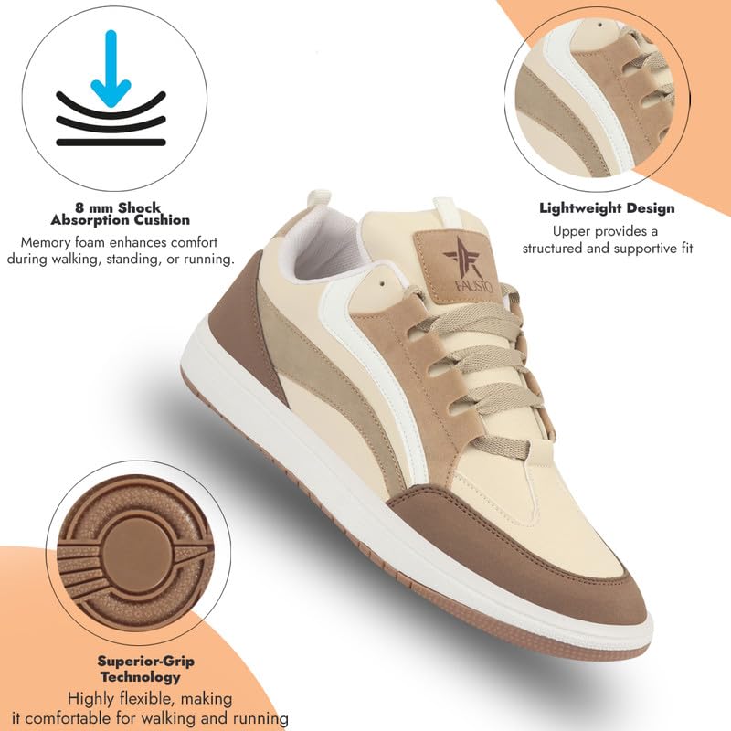 Image of FAUSTO Men's Colorblocked Low Top Classic Lace-Up Sneaker Shoes|Low Ankle Casual Shoes|All Day Comfortable Sneakers