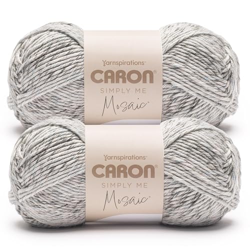 Image of Caron Simply Me Mosaic Yarn for Crocheting & Knitting, Overcast, 2-Pack | #5 Bulky Yarn, 62% Acrylic, 20% Nylon & 18% Wool, Multicolor Yarn for Crochet, Knitting and Crafts, 173yd, 140g /5oz per skein