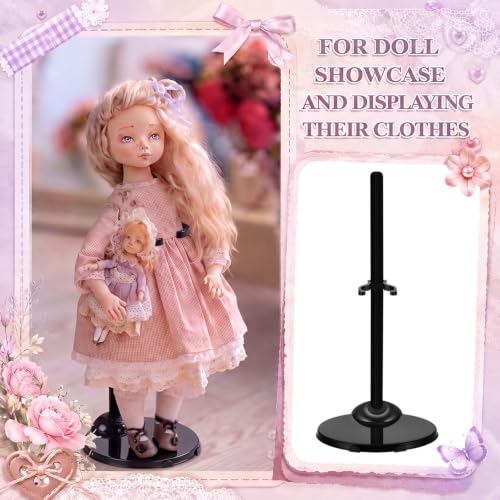 Image of Menkxi 100 Pcs Acrylic Doll Stand Display Holder Ideal Support for Dolls Action Figure Stand with Adjustable Waist Clip for 9, 10, 11 Inch Tall (Black)