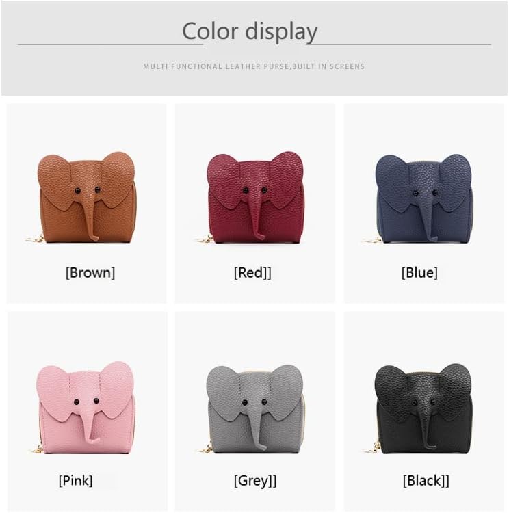 Wallet Card Holder, RFID Blocking Purse,Cute Elephant Small Minimalist Leather Credit for Women, Girls, Ladies (Brown) - Image 7