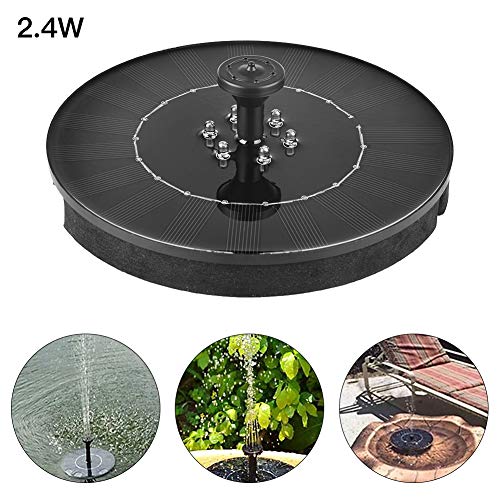 zqasales Solar Bird Bath Fountain Pump 2W Waterproof LED Solar Panel with Submersible Pump for Bird Bath Garden Fountain (Black with LED)