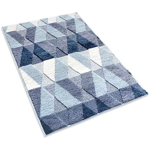 Tiita Large Bathroom Rugs 32 x 47 Inch Non-Slip Bath Rug Mat for Bathroom Floor Sink Tub, Shaggy Absorbent Foot Mat Shower Rug, Machine Washable Door Mat for Entrance, Blue Cover