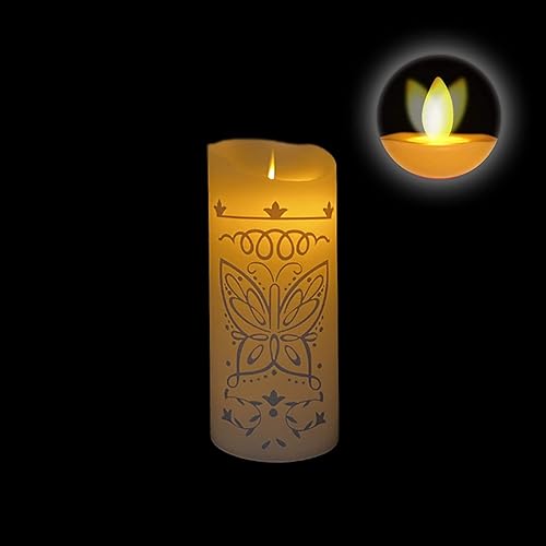 Vela milagrosa,Vela mágica de plástico LED de mariposa sin llama,Pilar de cera con llama móvil
