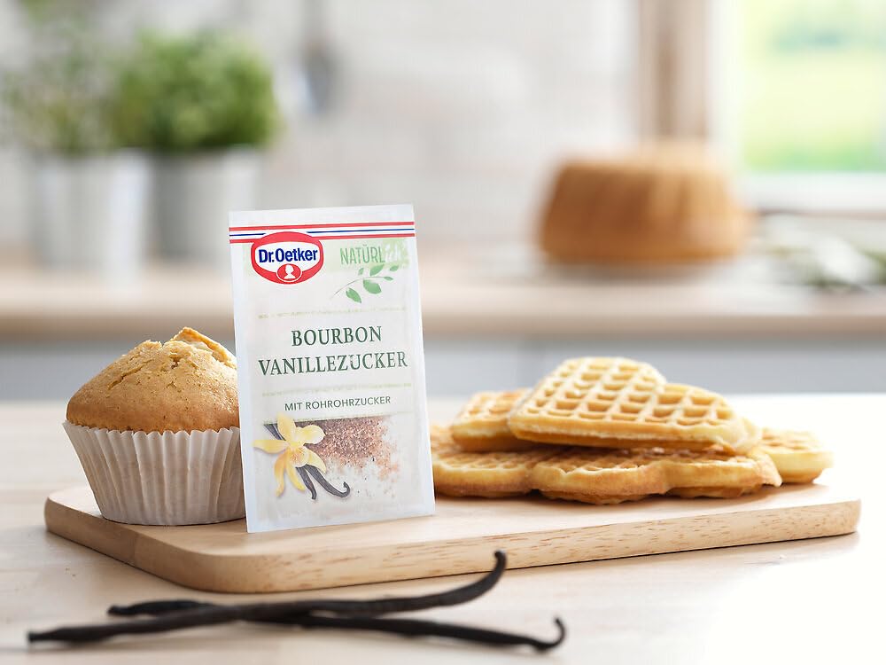 Dr. Oetker NATÜRLich Bourbon Vanillezucker 10er Pack 10x3x8g – der Bourbon Vanillezucker mit Rohrohrzucker verleiht mit seinem Bourbon-Vanille Extrakt süßen Speisen ein angenehmes Aroma