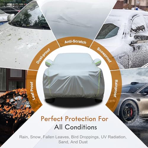Image of Tecoom Hard Shell Truck Car Cover Waterproof UV-Proof Windproof Zipper Design with Straps Buckle Fit for Ford F150 Ram 1500 Chevy Silverado Toyota Tundra GMC Sierra Full Size Truck Length Up to 245 inch